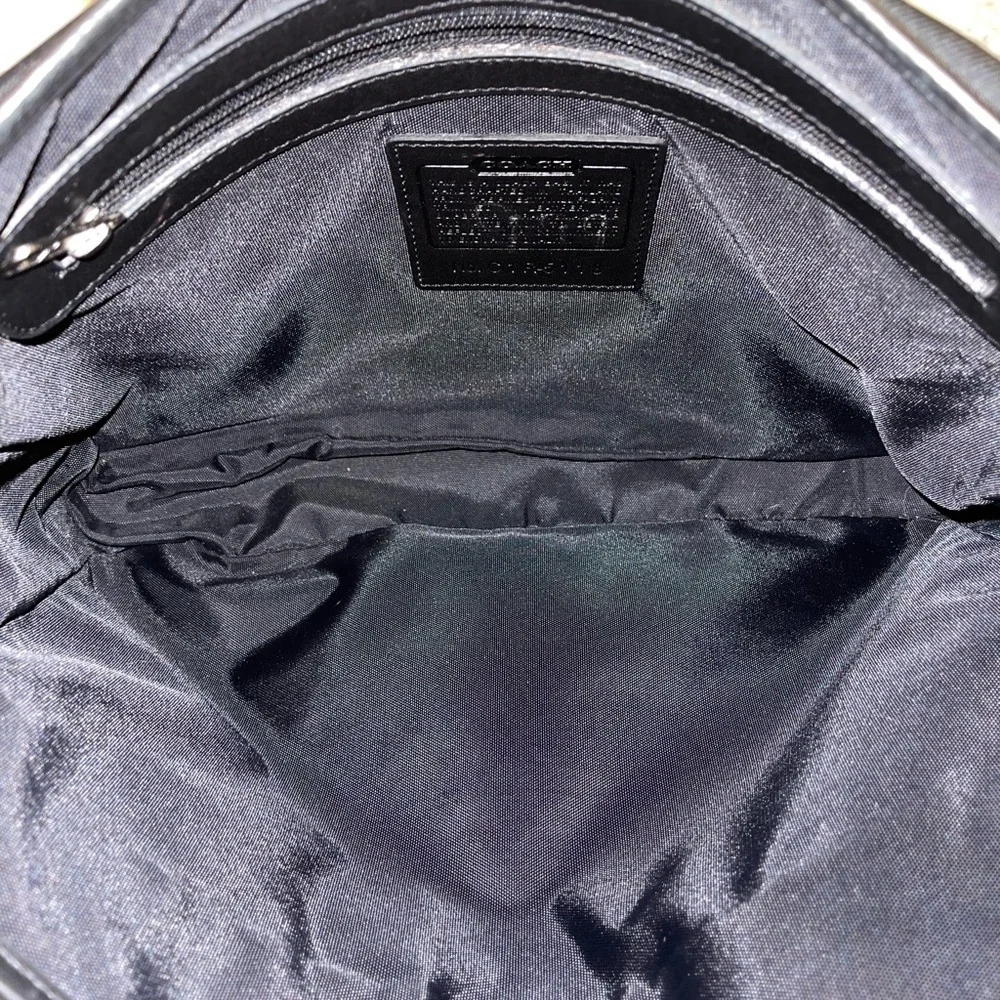 Vintage Coach Black Nylon & Leather Trim Messenger Bag